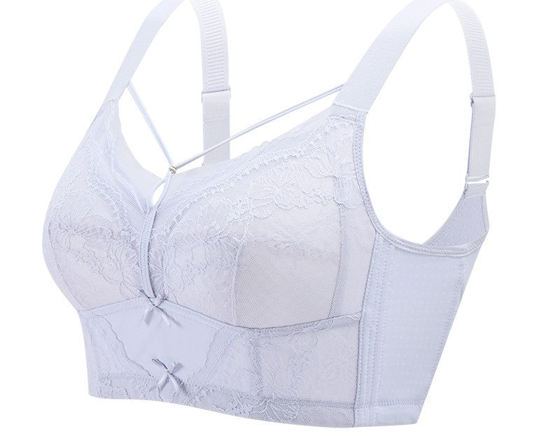 Thin and adjustable gathered breast-collecting bra for fat women without steel ring to prevent sagging and large breasts