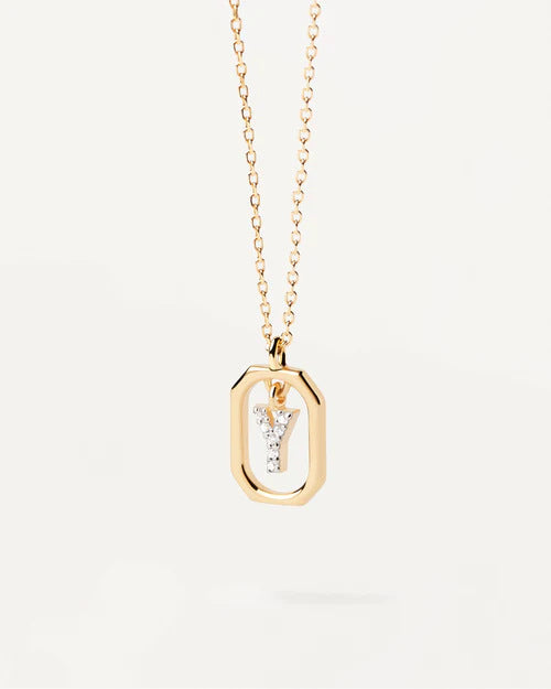 Trendy and hot-selling 18k gold English letter micro-paved zircon pendant color-coded gold-plated light luxury necklace