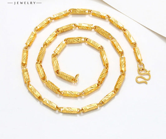 Jewelry Brass Gold Plated Bamboo Necklace Men's Trendy Domineering Live Broadcast Supply Gold Chain Men's Necklace