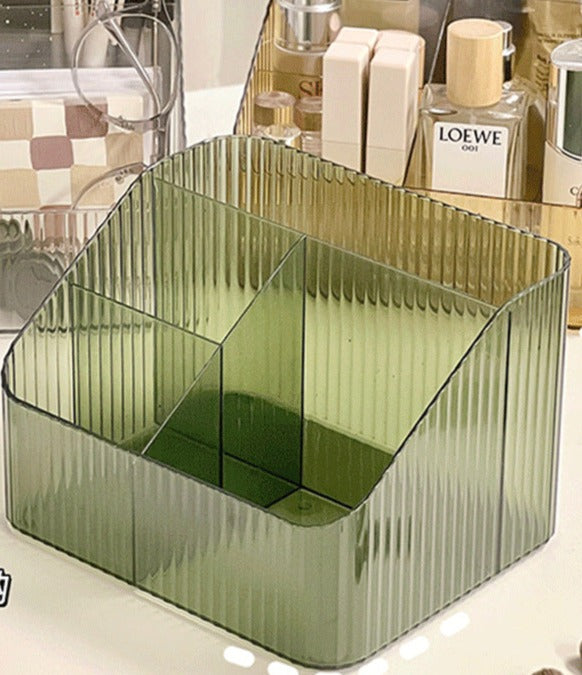 Acrylic Desktop Organizer Storage Case with Compartment Office Accessories Caddy Makeup Brush Holder for Bathroom Countertop