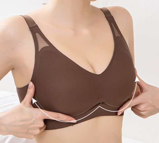 Summer Style Traceless Wire-Free Sleep Bra,Jelly Strip Soft Support Fixed Cup Bra