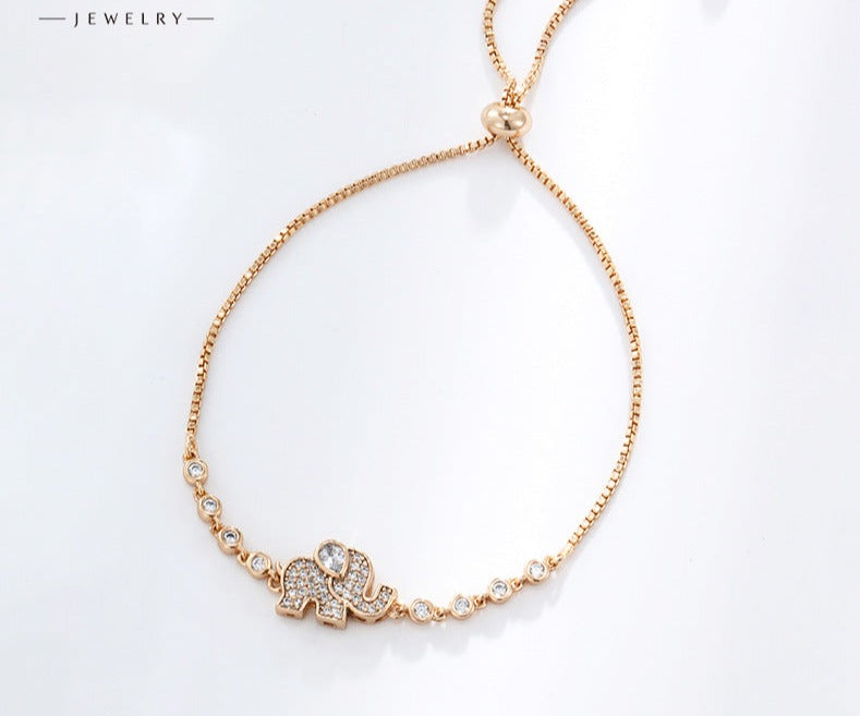 Cute Elephant Stretching Box Chain Bracelet Girls High-end Niche Jewlery