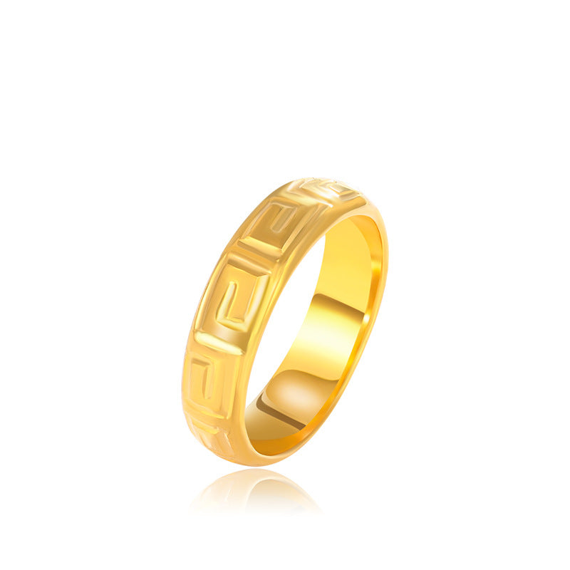 Jewelry Alloy Plated 24K Gold Couple Ring Retro Pattern Ring Fashion Personalized Ring