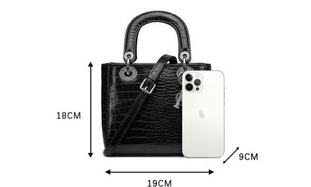 Women's Crocodile Pattern Diamond-encrusted Women's Bag Fashionable and Versatile Shoulder Crossbody Bag Handbag Princess Diana Bag