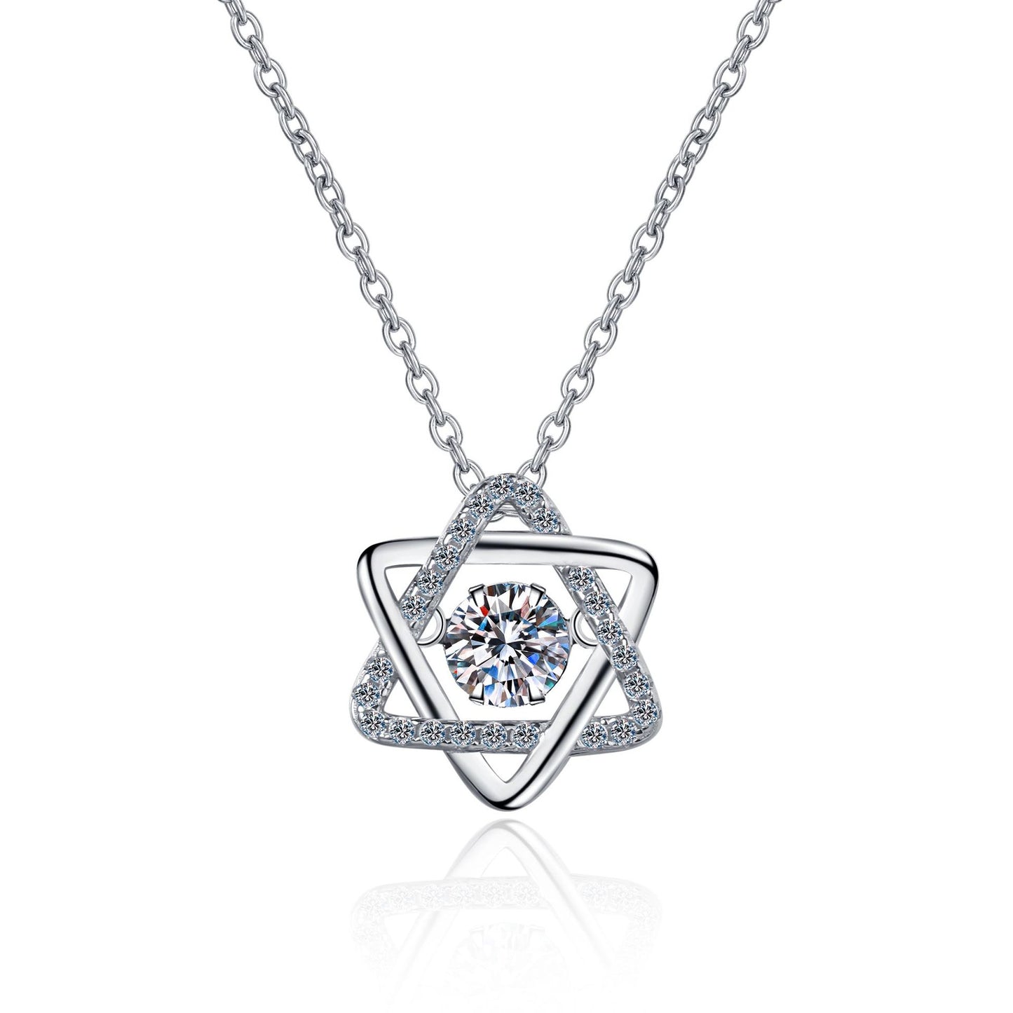 S925 Silver Smart Necklace Six-Pointed Star Moissanite Clavicle Chain Plated pt950 gold Pendant