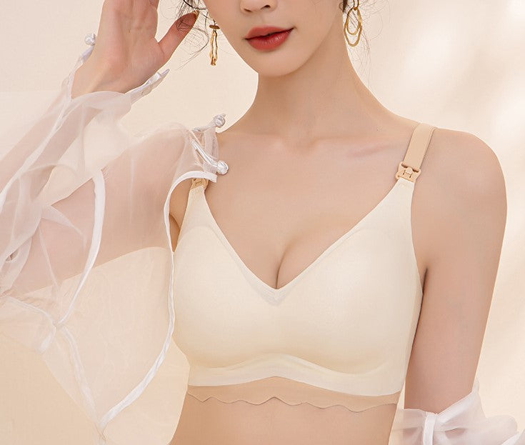 Jelly strip pregnancy and lactation nursing bra push-up no steel ring top buckle seamless maternity bra women's thin section