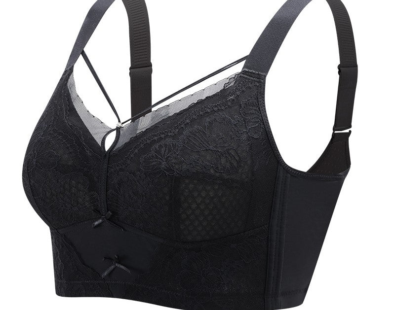 Thin and adjustable gathered breast-collecting bra for fat women without steel ring to prevent sagging and large breasts