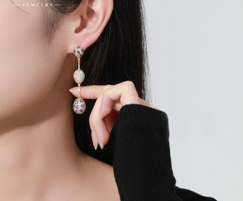 American micro-encrusted water drop earrings women's fashion light luxury temperament niche design