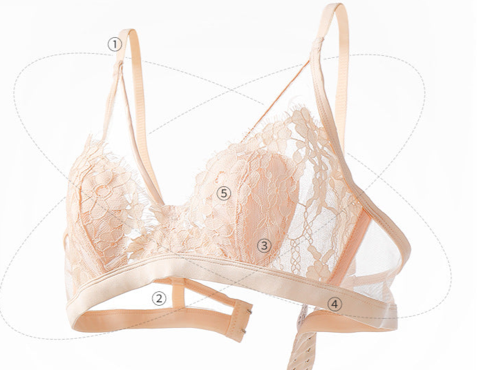 Hanging Neck TriangularCcup Lace Sponge-Free Rabbit Ear Bra Ultra-Thin Crystal Cup Underwear Big Breasts Small Plus Size Bra