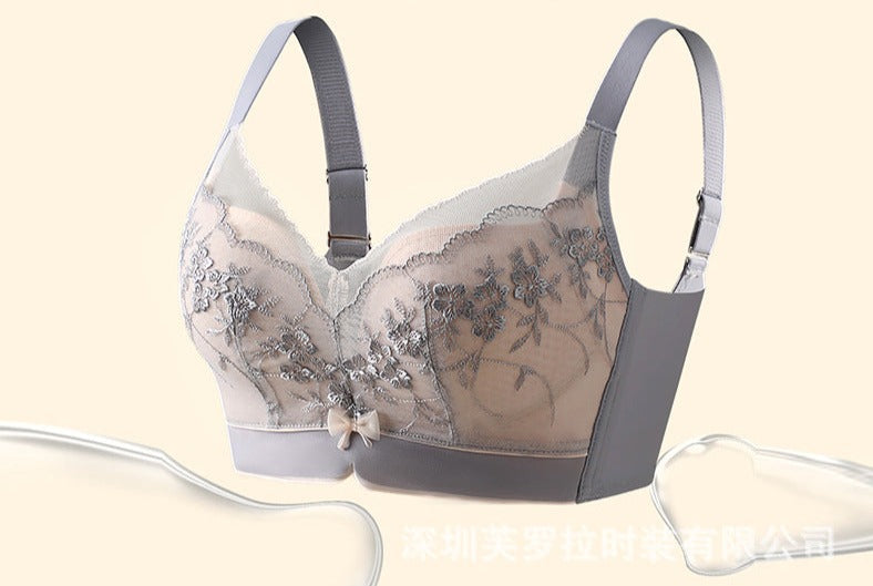 Woman Lace Embroidery Adjustable Sandwich Ultra-Thin Paper Cup Large Size Bra