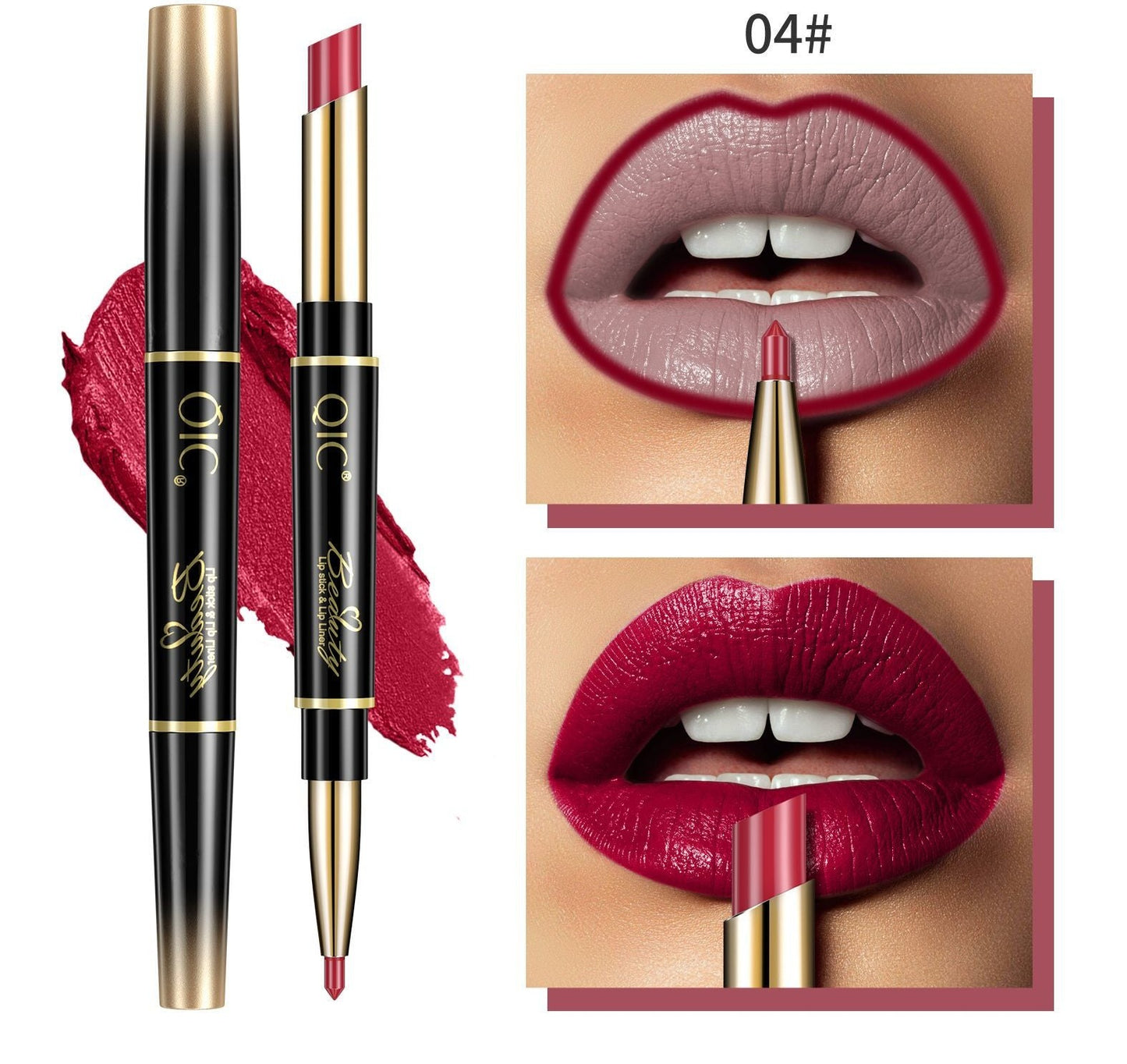 2In1 High-quality Pen Lips Matte Waterproof Long Lasting Permanent Lipstick with A Contour Pencil Makeup Cosmetics Pack of 14 (1 pc each color)