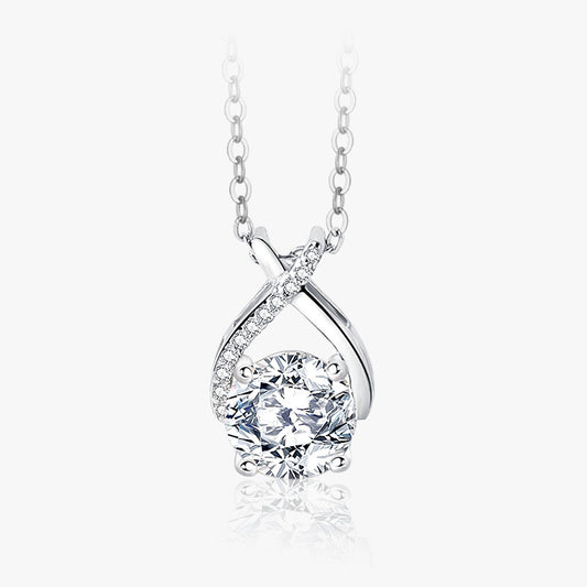 Damila S925 sterling silver necklace moissanite four-prong inlaid with zircon fashion cross light luxury design clavicle chain