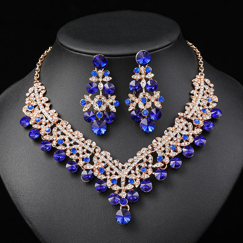 Hot Selling Bridal Jewelry Sets for Women Luxury Flower Choker Necklace Earrings Wedding Dress Bridal Necklace Set Fashion Jewelry