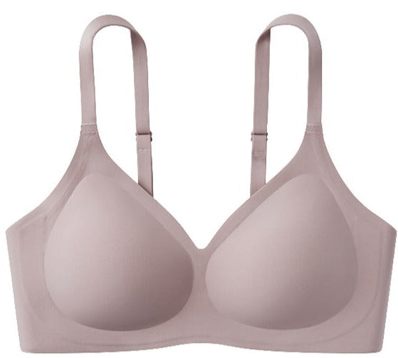 Women Thin Jelly Strip Soft Support One-piece Seamless Push-up Glossy Fixed cup bra