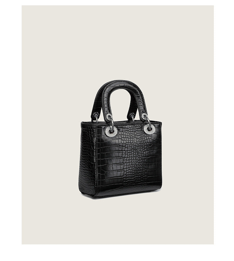 Women's Crocodile Pattern Diamond-encrusted Women's Bag Fashionable and Versatile Shoulder Crossbody Bag Handbag Princess Diana Bag