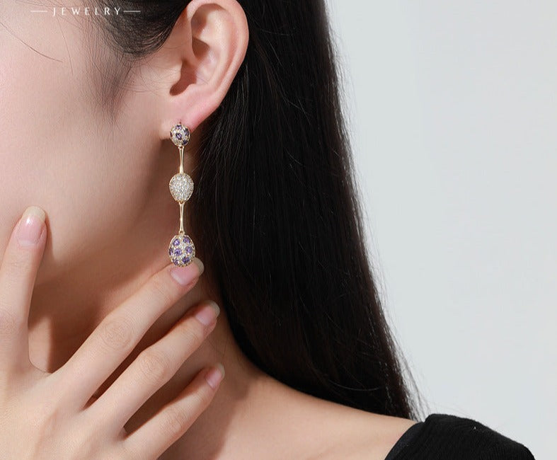 American micro-encrusted water drop earrings women's fashion light luxury temperament niche design