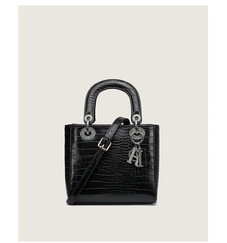 Women's Crocodile Pattern Diamond-encrusted Women's Bag Fashionable and Versatile Shoulder Crossbody Bag Handbag Princess Diana Bag