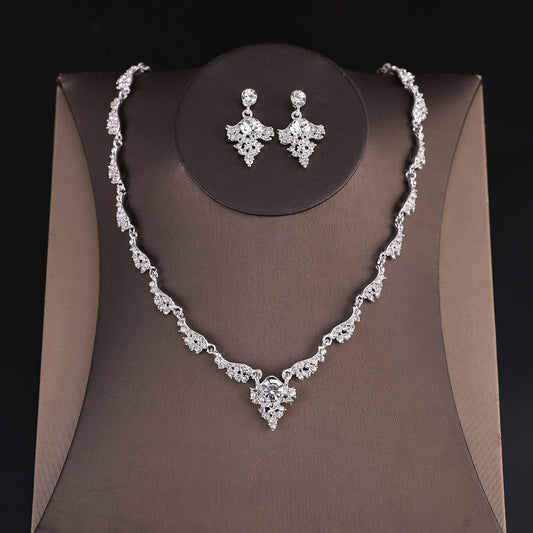 Bridal necklace set ornaments diamond earrings necklace jewelry wedding dress wedding a