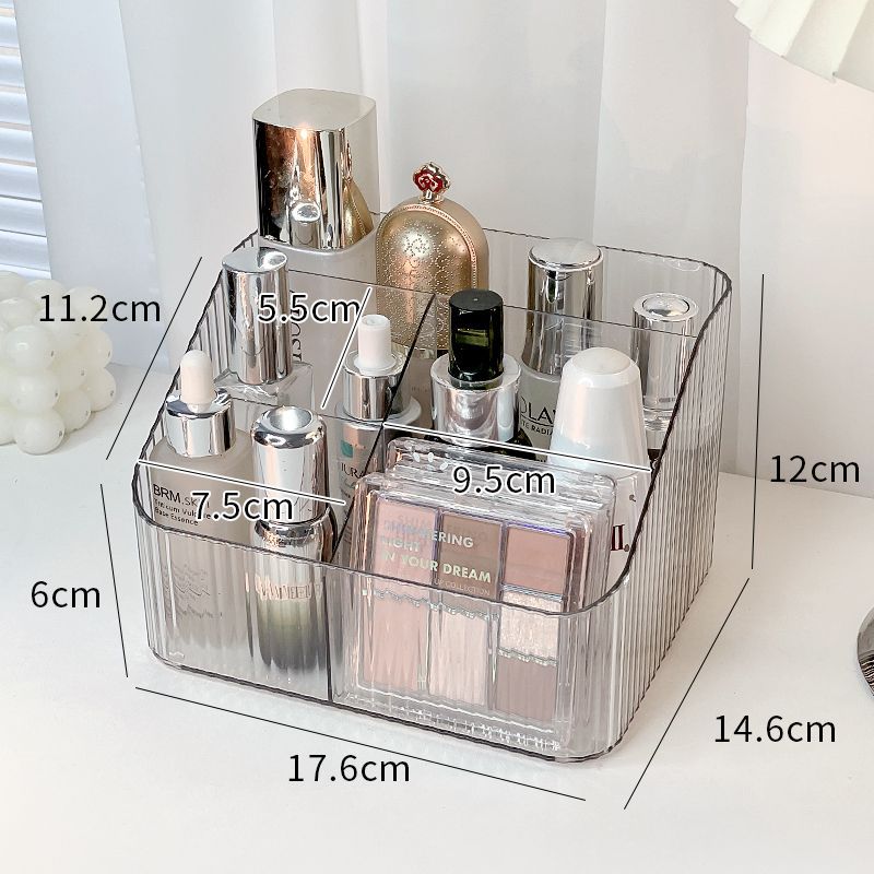 Acrylic Desktop Organizer Storage Case with Compartment Office Accessories Caddy Makeup Brush Holder for Bathroom Countertop