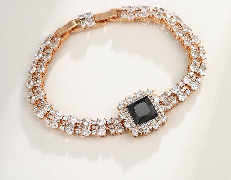 European and American square micro-studded zirconium buckle bracelet double row zirconium