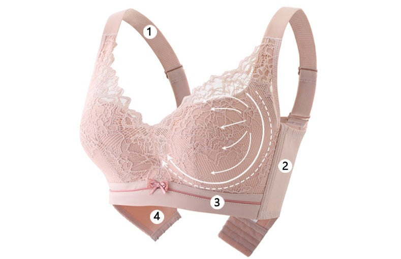 Women Lace Large Size Adjustable Bra Big Breasts Breathable Underwear Full Cup Large Cup Bra