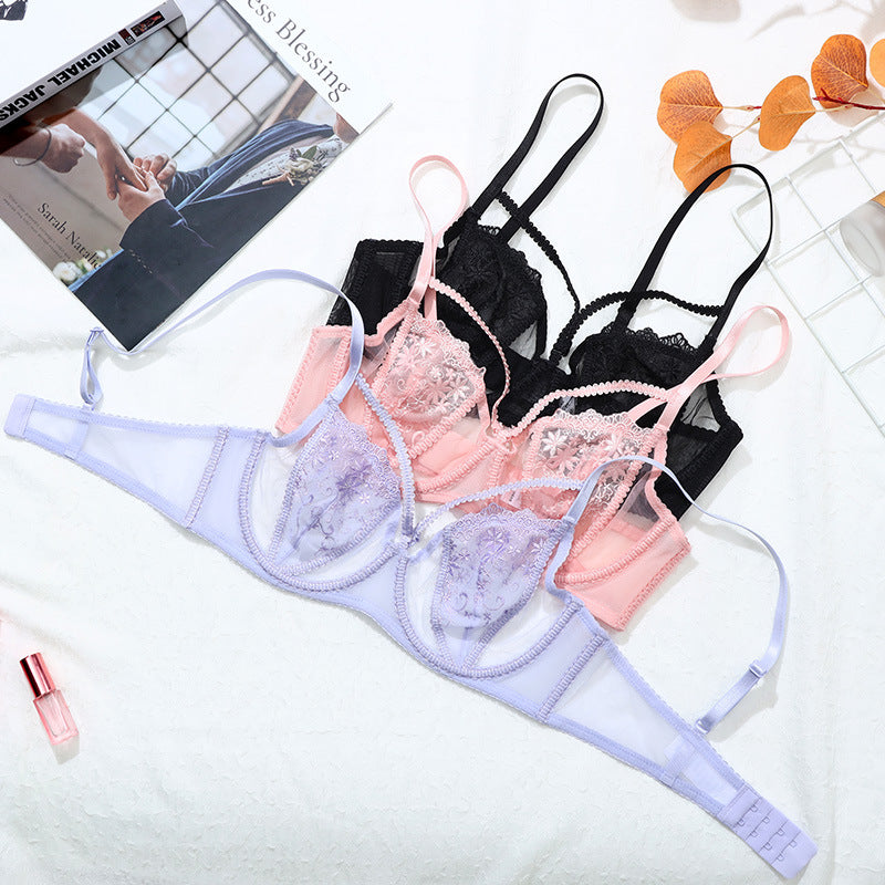 Women's French underwear thin small chest gathered sexy lace bra rabbit ears adjustable bra anti-sagging batch