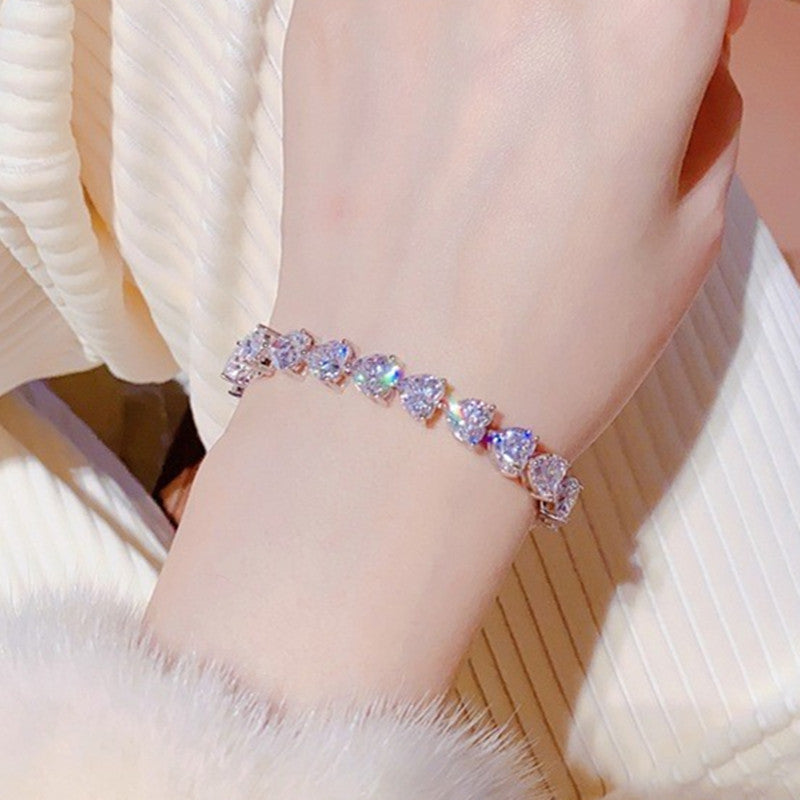 Women's Bracelet Diamond Heart Bracelet Women's High Carbon Diamond Luxury Jewelry Gift Anniversary