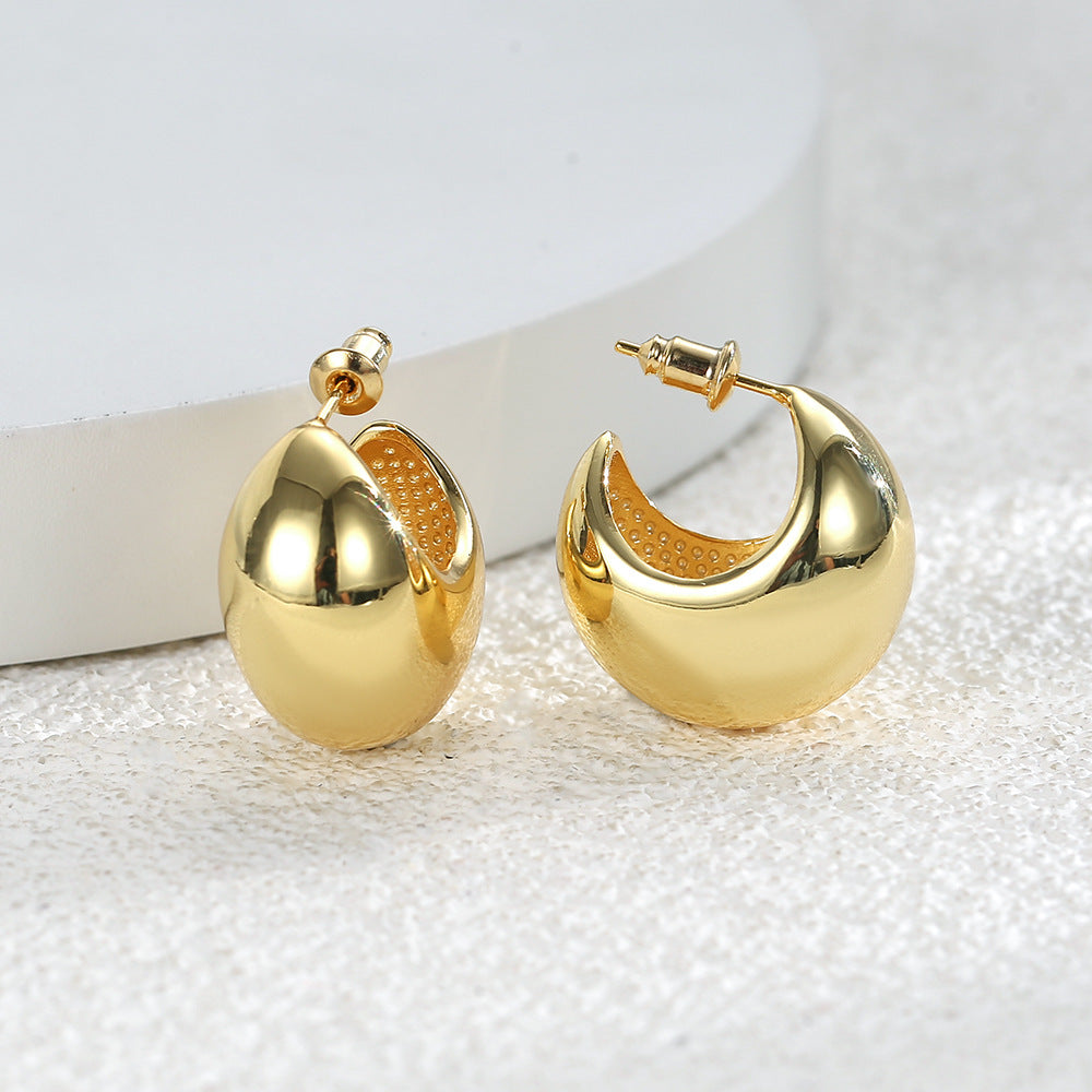 Style three-dimensional moon bud mirror style s925 silver needle simple earrings