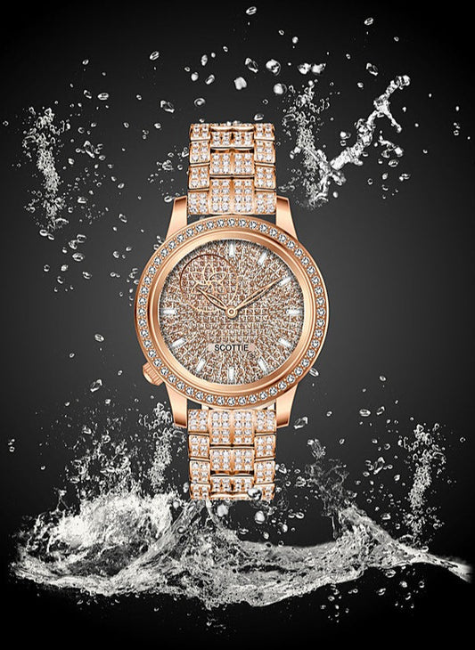 Women, pointers, starry sky, diamond-set steel bands, quartz waterproof watches.