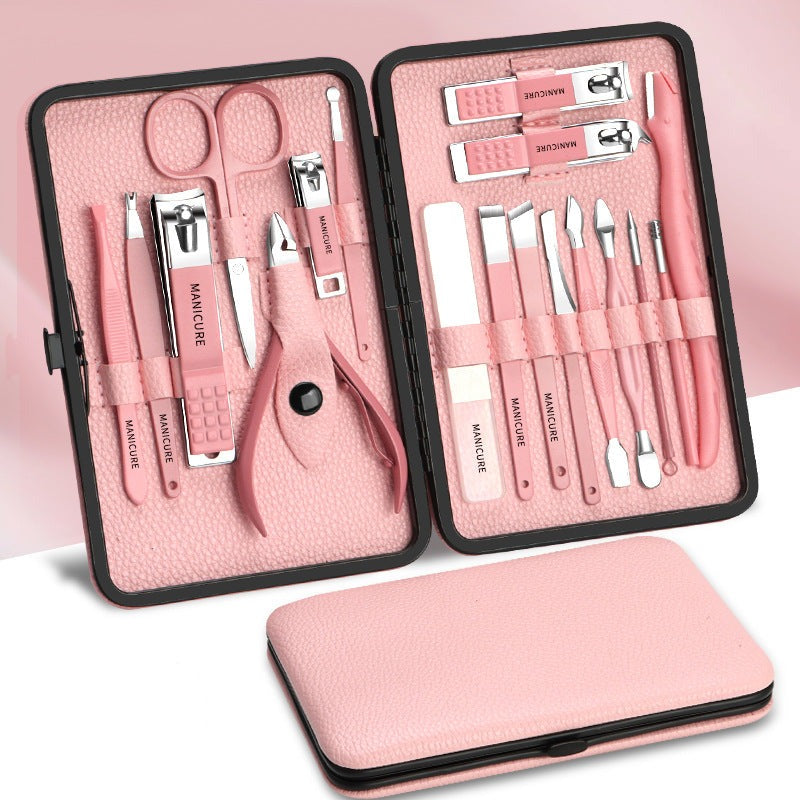 Ready stock nail clipper set 18-piece nail scissors complete set of manicure stainless steel dead skin scissors tool finger