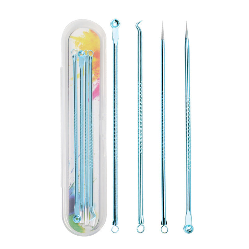 Acne needle 4-piece set stainless steel double-ended acne needle blackhead beauty needle 4-piece set