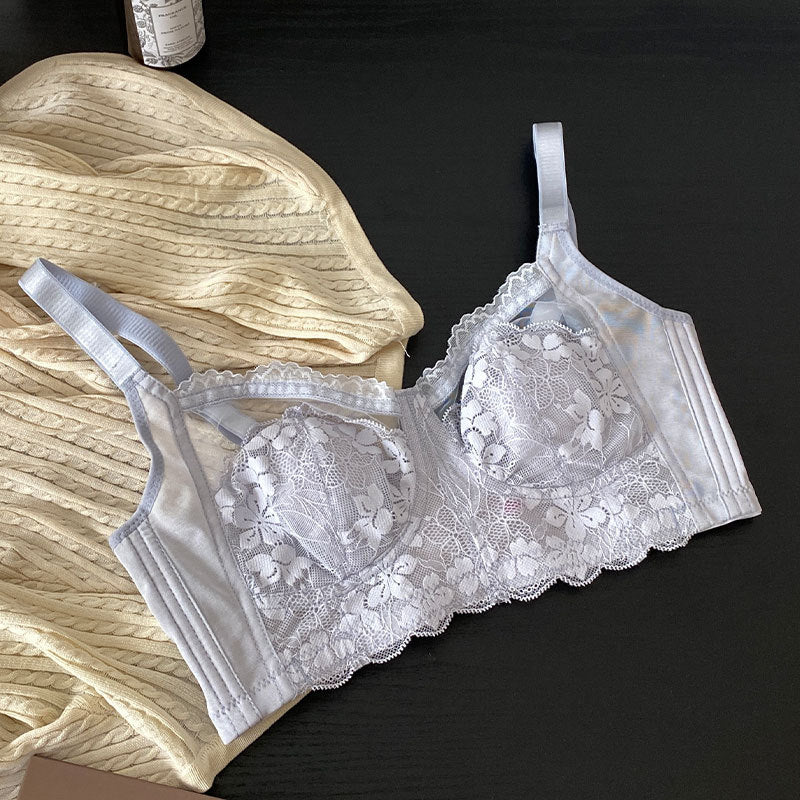 Women Thin Bunny Ears Underwear Large Breasts Lace Adjustable Bra No Sponge Side Breast Collection thin bra