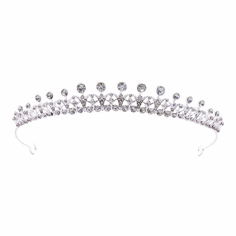 Fashionable wedding crown headband style high-end snowflake necklace three-piece set female bridal headwear