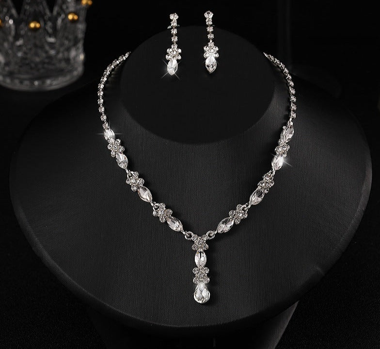 Women Classic Zircon Necklace And Earrings Set For Anniversary Gift