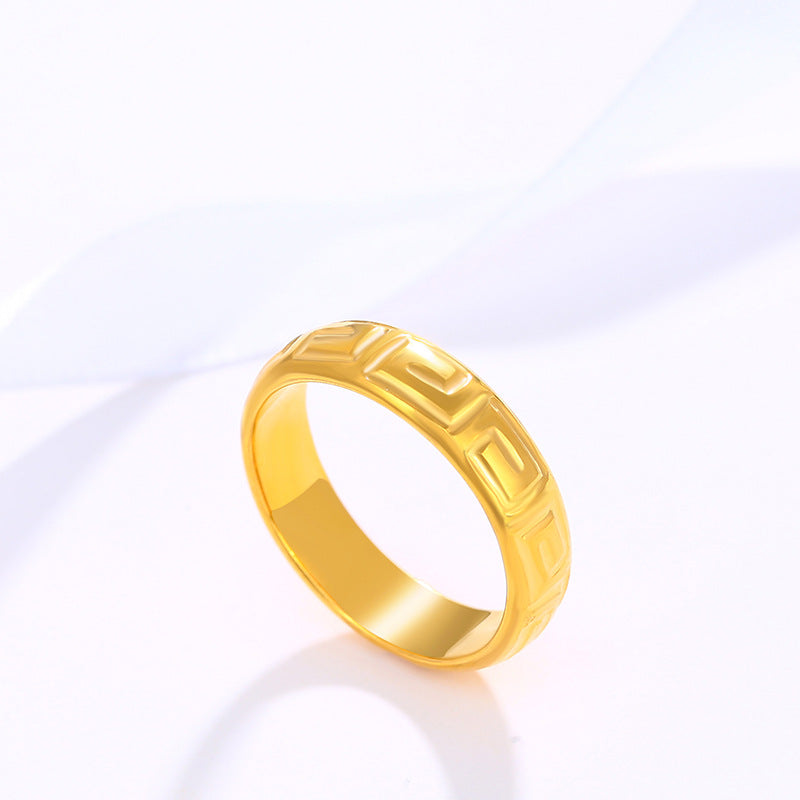 Jewelry Alloy Plated 24K Gold Couple Ring Retro Pattern Ring Fashion Personalized Ring