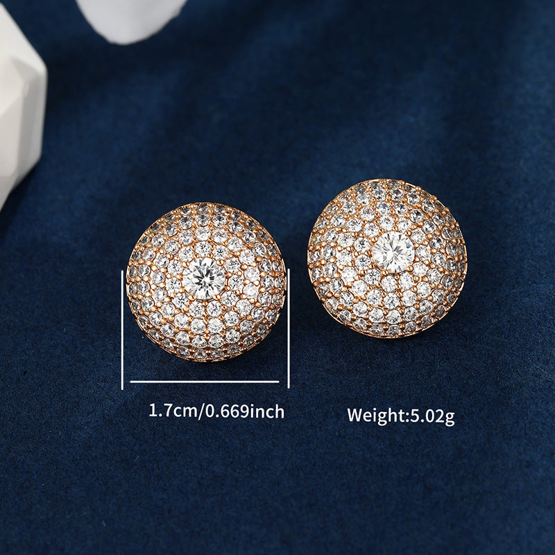 American cross-border jewelry fashionable light luxury style exquisite super flash zirconium round round love flower earrings