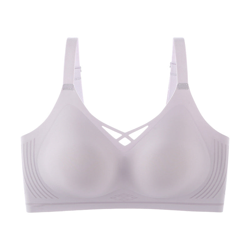 Women Summer Pure Lust Style Seamless Soft Support Bra Small Breast Push-up Steamed Bun Cup Top