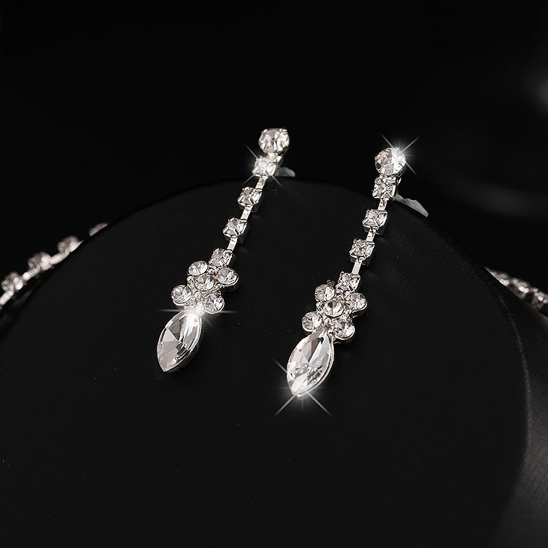 Women Classic Zircon Necklace And Earrings Set For Anniversary Gift