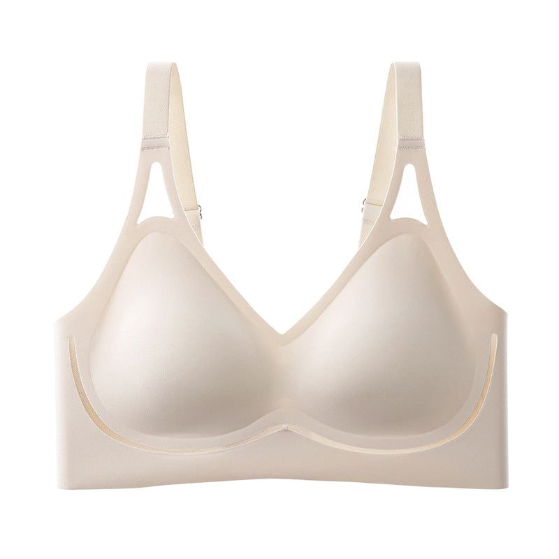 Summer Style Traceless Wire-Free Sleep Bra,Jelly Strip Soft Support Fixed Cup Bra