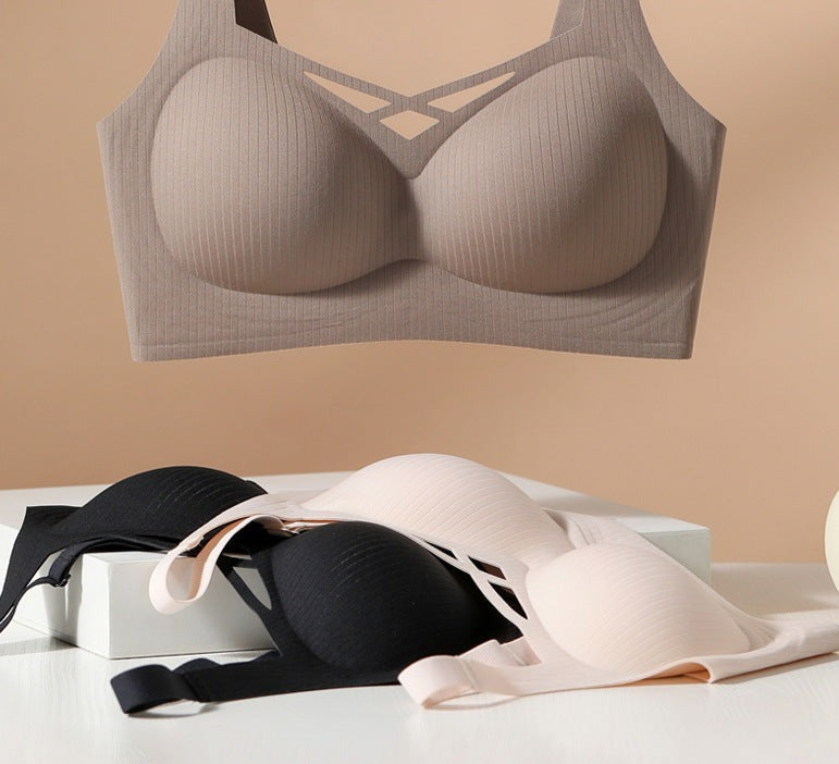 Women Summer Seamless Bra Top Thin and Bottom Thick Small Breast Push-up Bra