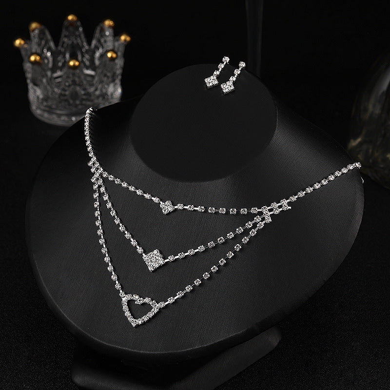 Bridal Necklace Earrings Wedding Accessories Wedding Photo Props Diamond Simulated Diamond Dinner Wedding Dress Jewelry Set