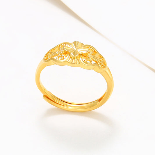 Jewelry Alloy Gold Plated Women's Pattern Live Ring Car Flower Women's Adjustable Ring