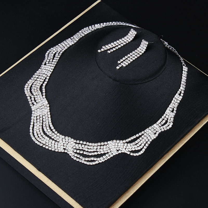 New Fashion Senior Bridal Jewelry Full Of Diamonds Necklace Set Earrings Exquisite Wedding Dress Party Dress Jewelry