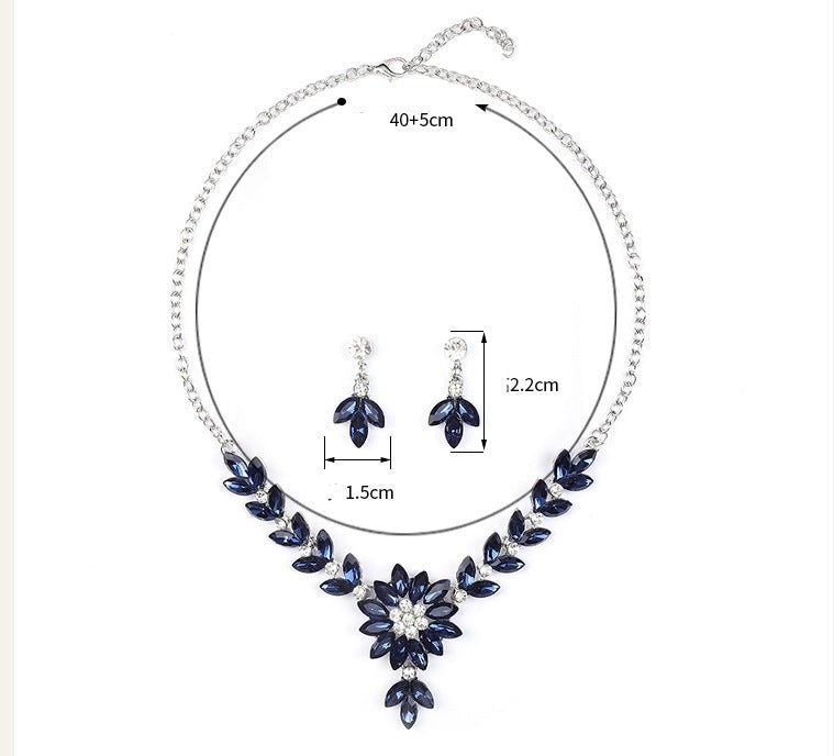 Vintage Elegant Bridal Bride Crystal Jewelry Sets For Women Girls Wedding Water Drop Earring and Choker Statement Necklace