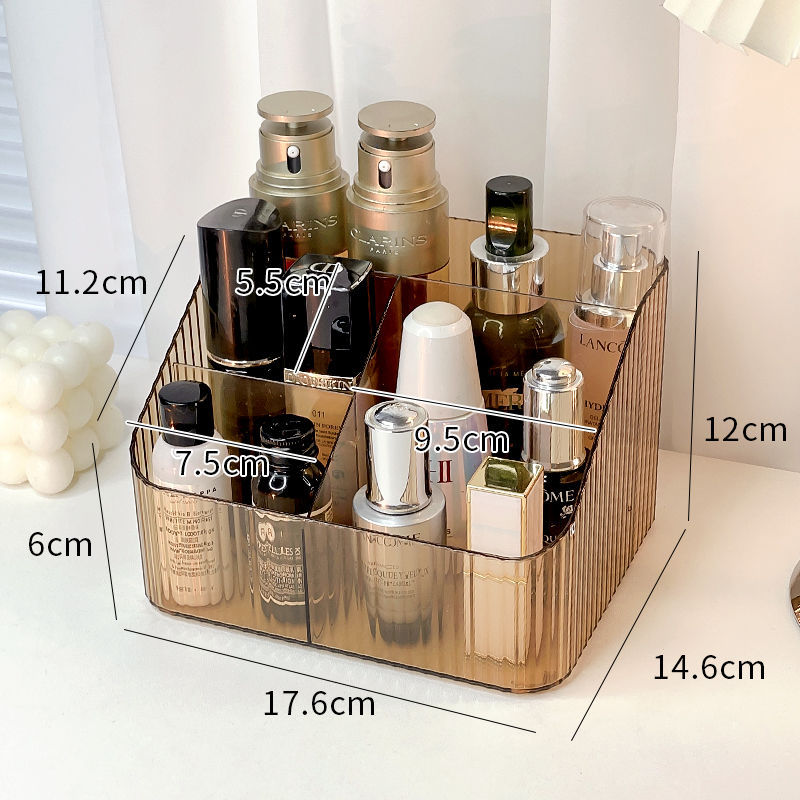 Acrylic Desktop Organizer Storage Case with Compartment Office Accessories Caddy Makeup Brush Holder for Bathroom Countertop