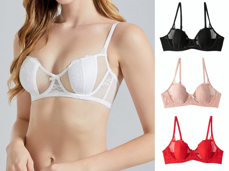 Sexy lace bunny ears bra underwear small chest gathered women's anti-sagging bra adjustable bra