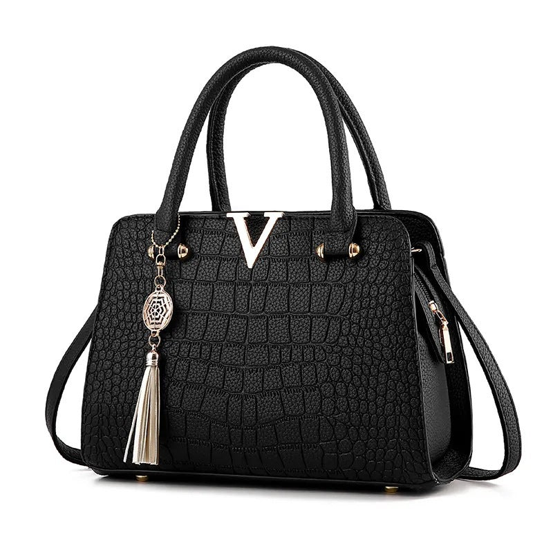 New Women's Bag European and American Casual Handbag Large Capacity Crocodile Pattern