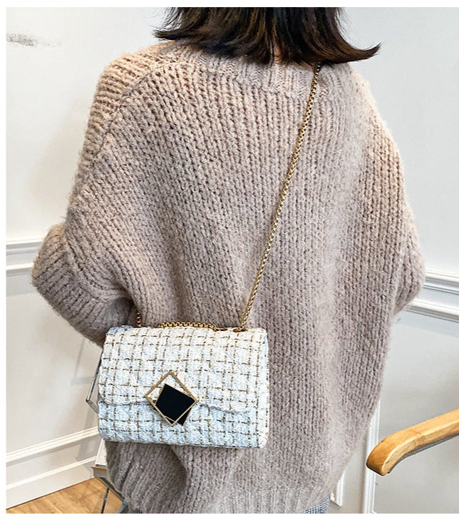 Woolen bag ins women's bag new trendy popular fashion chain shoulder crossbody bag