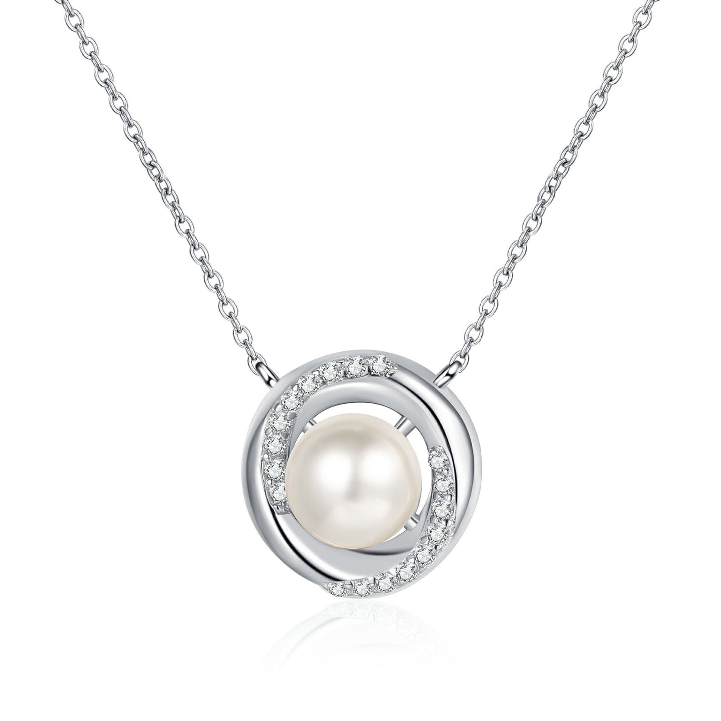 S925 silver pearl necklace whirlwind round pendant light luxury Necklace