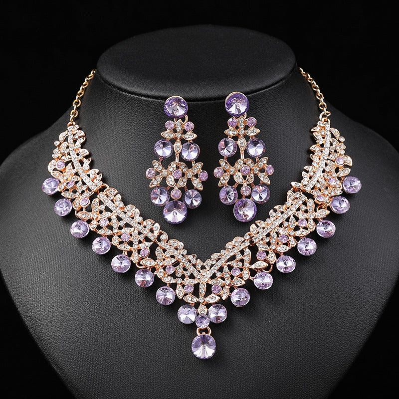 Hot Selling Bridal Jewelry Sets for Women Luxury Flower Choker Necklace Earrings Wedding Dress Bridal Necklace Set Fashion Jewelry